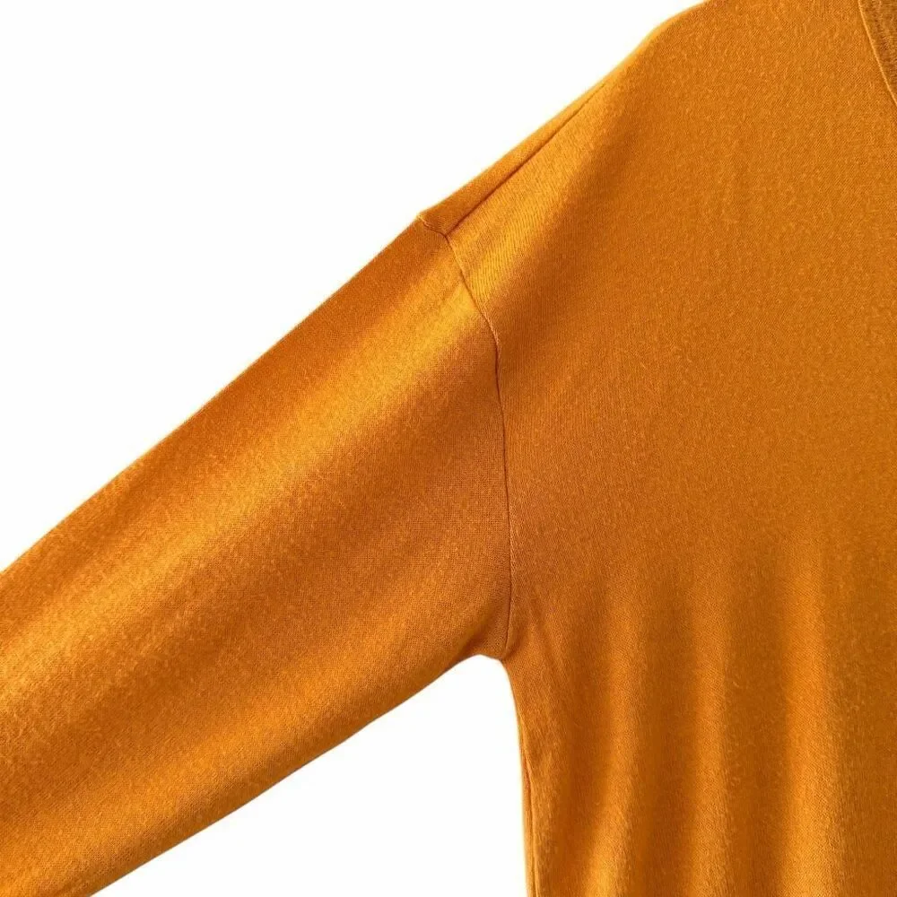 Old Navy women's long-sleeve V-neck shirt mustard layered Top SZ S #2564
